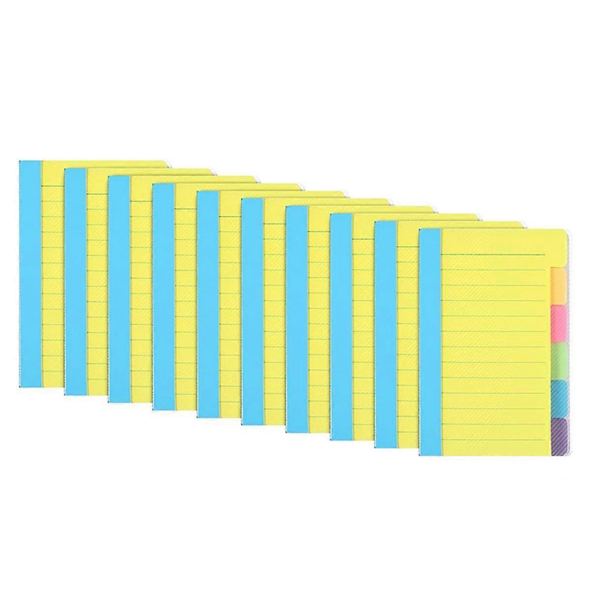 10Pcs Lined Sticky Notes, 5.9x3.9 Inch Strong Adhesive Note Pads for Study Notes Works School and O