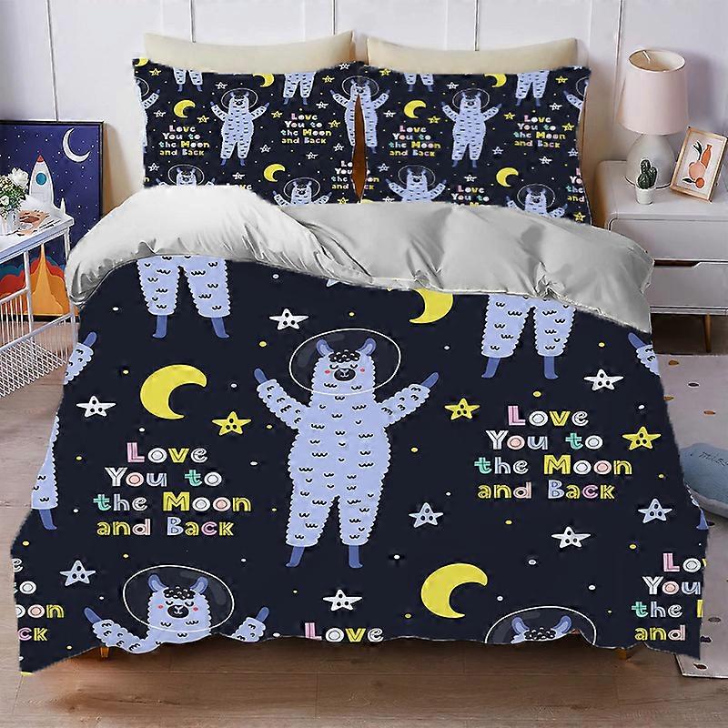 Cartoon universe down duvet cover two-piece set 3D printed ultra-fine fiber bed sheet bedding three piece set