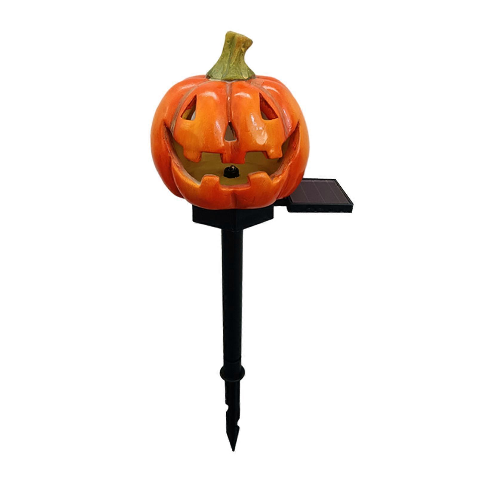 Skræmmende solgræskar jordlampe til Halloween Automatisk belysning natlampe til havegårdsparker