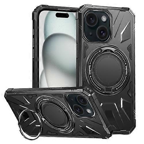 For iPhone 15 MagSafe Magnetic Shockproof Phone Case with Ring Holder