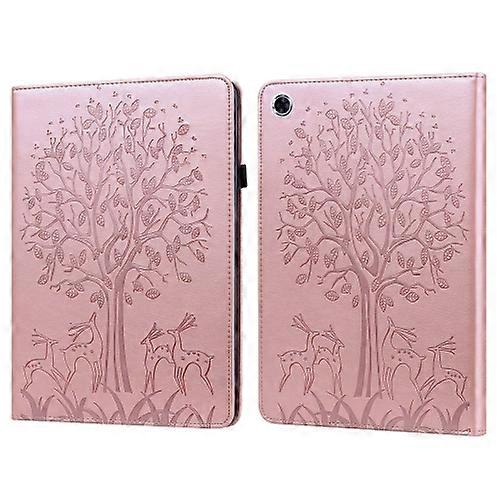 For Samsung Galaxy Tab A9 Tree & Deer Embossed Leather Tablet Case