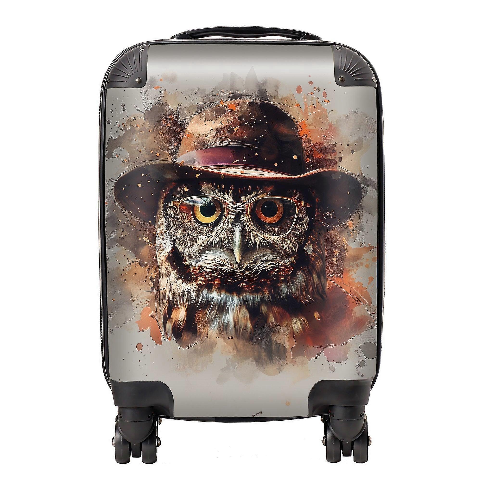 Owl With Hat And Glasses Suitcase
