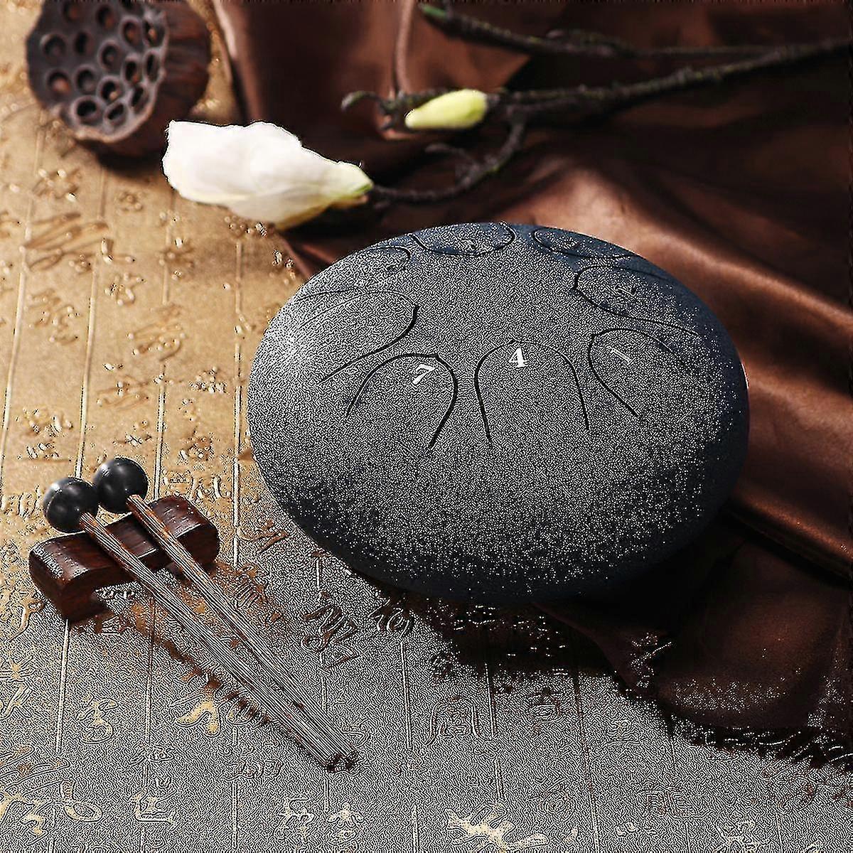 Steel Tongue Drum Handpan Gtune 6" 8 Notes Hand Tankdrum Bag Mallets Dark
