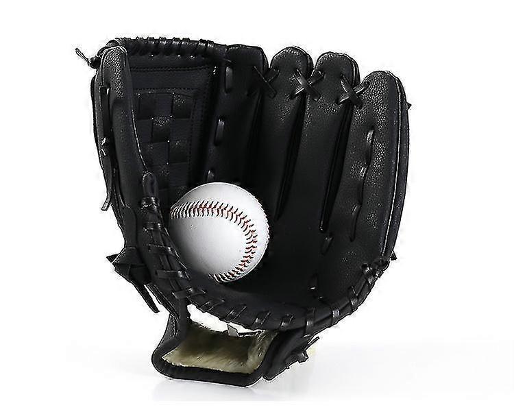 Black Baseball Glove, Black Durable Leather Softball Field Glove