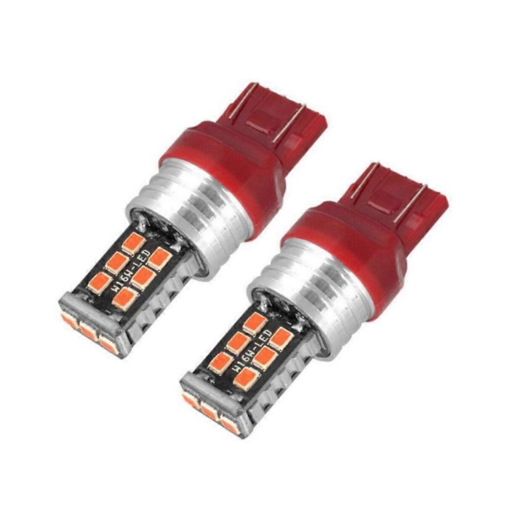2pcs T20 7443 LED Red Strobe Flash Blinking Brake Stop Tail Parking Light Bulbs