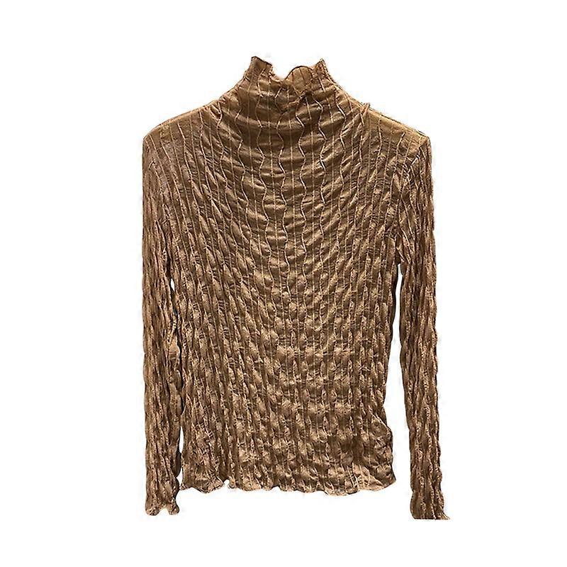 JWL-Sexy Women T Shirt See Through Transparent Mesh Tops Slim Long  Sleeve Tee Ladies Turtleneck T-Shirt Lace Crop Top Female Clothes