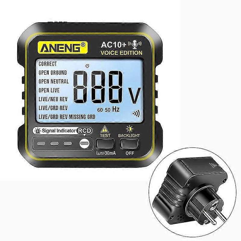 Aneng Ac10+ Digital Display Socket Tester Detector Outlet Checker Eu Zero Fire Line Plug Multimeter Circuit Breaker Finders