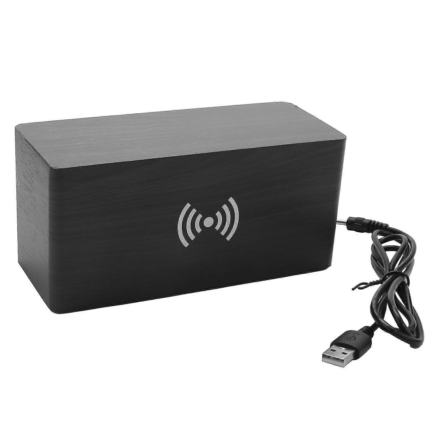 Wooden Digital Alarm Clock With Wireless Charging, Bedside Clock With Brightness Adjustable, Usb/ba