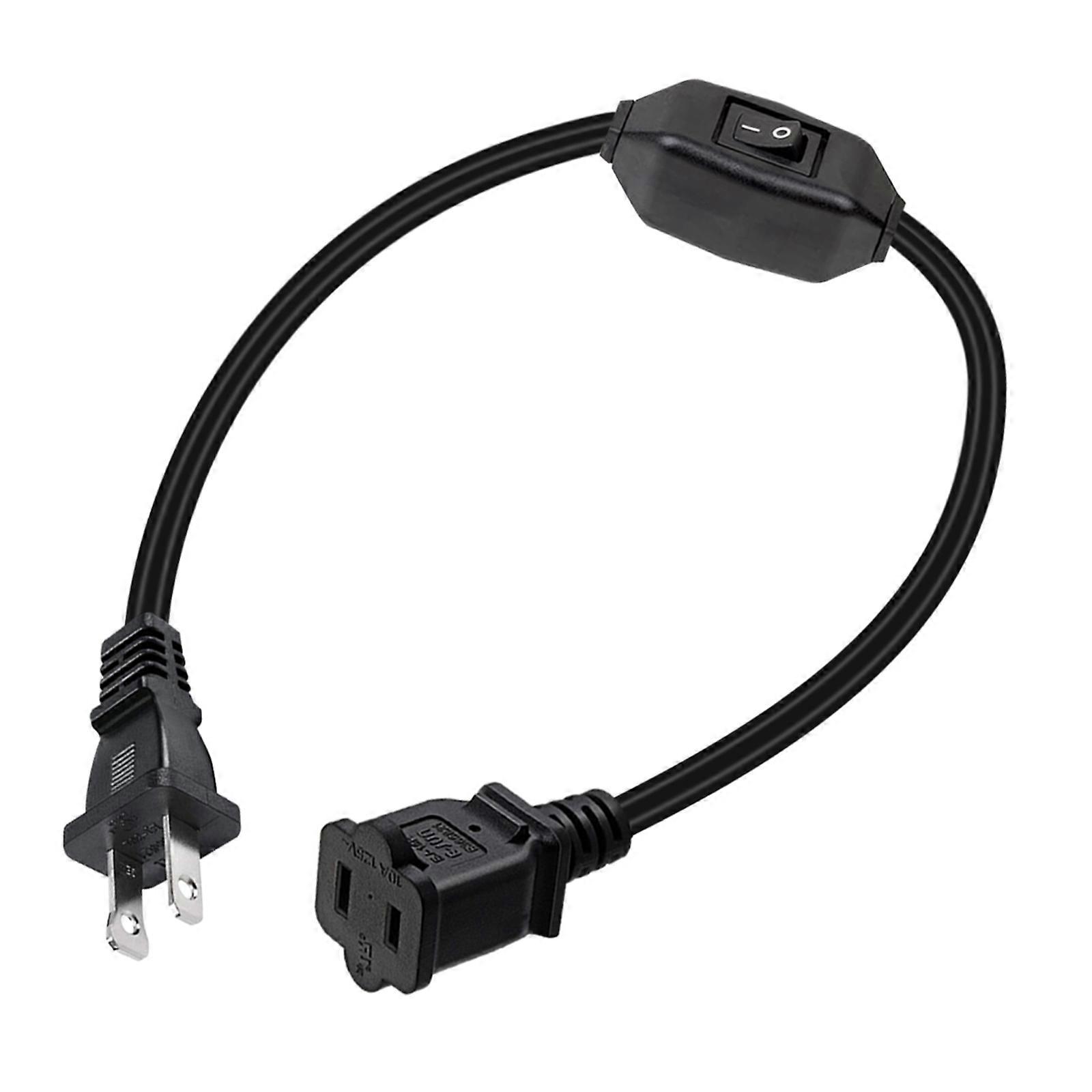 US Plug Power Wire with Switch Connector Electrical Cords for Extension Cable