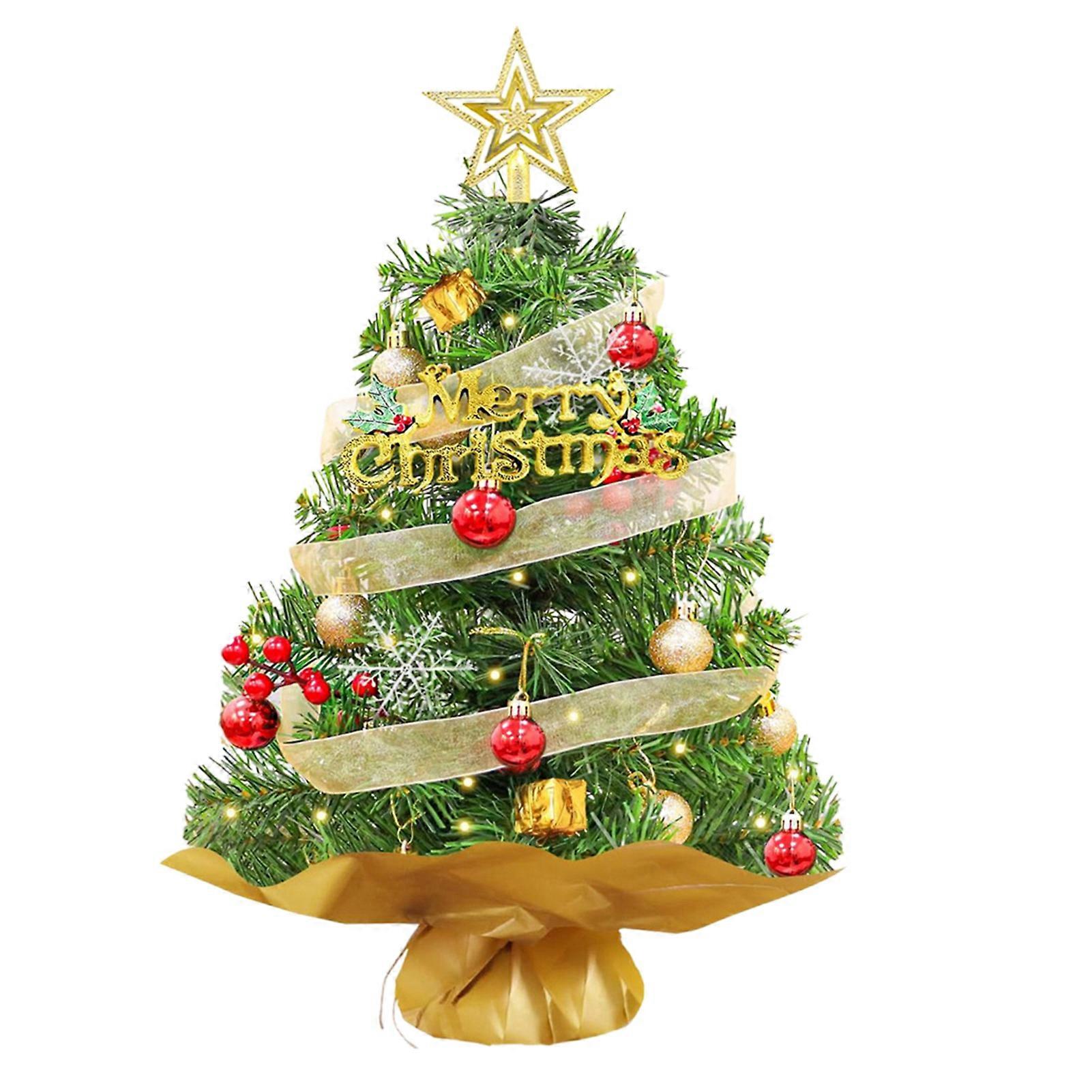 Mini Christmas Tree with LED Light DIY Tabletop Christmas Tree Ornament for Holiday Home Decor Battery Operated Small Christmas Tree