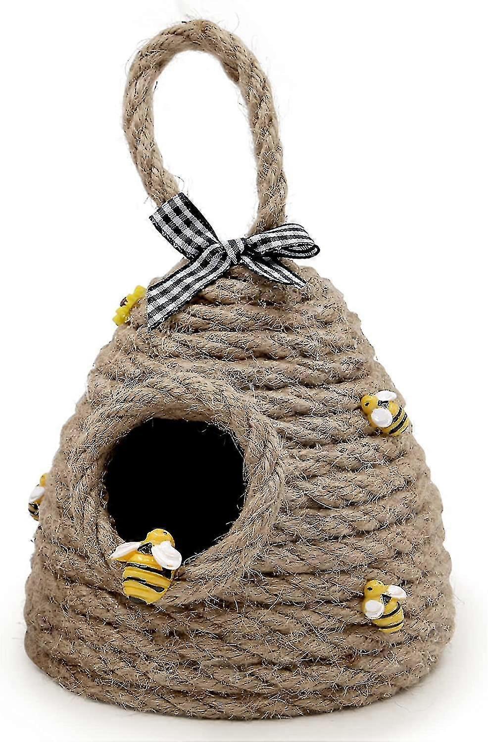 Bee Hive Decor Honey Bee Tiered Tray Decor Bumble Bee Decorations For Home Mini Jute Bee Skep With The Loop Farmhouse Kitchen Summer Spring Decor Natu