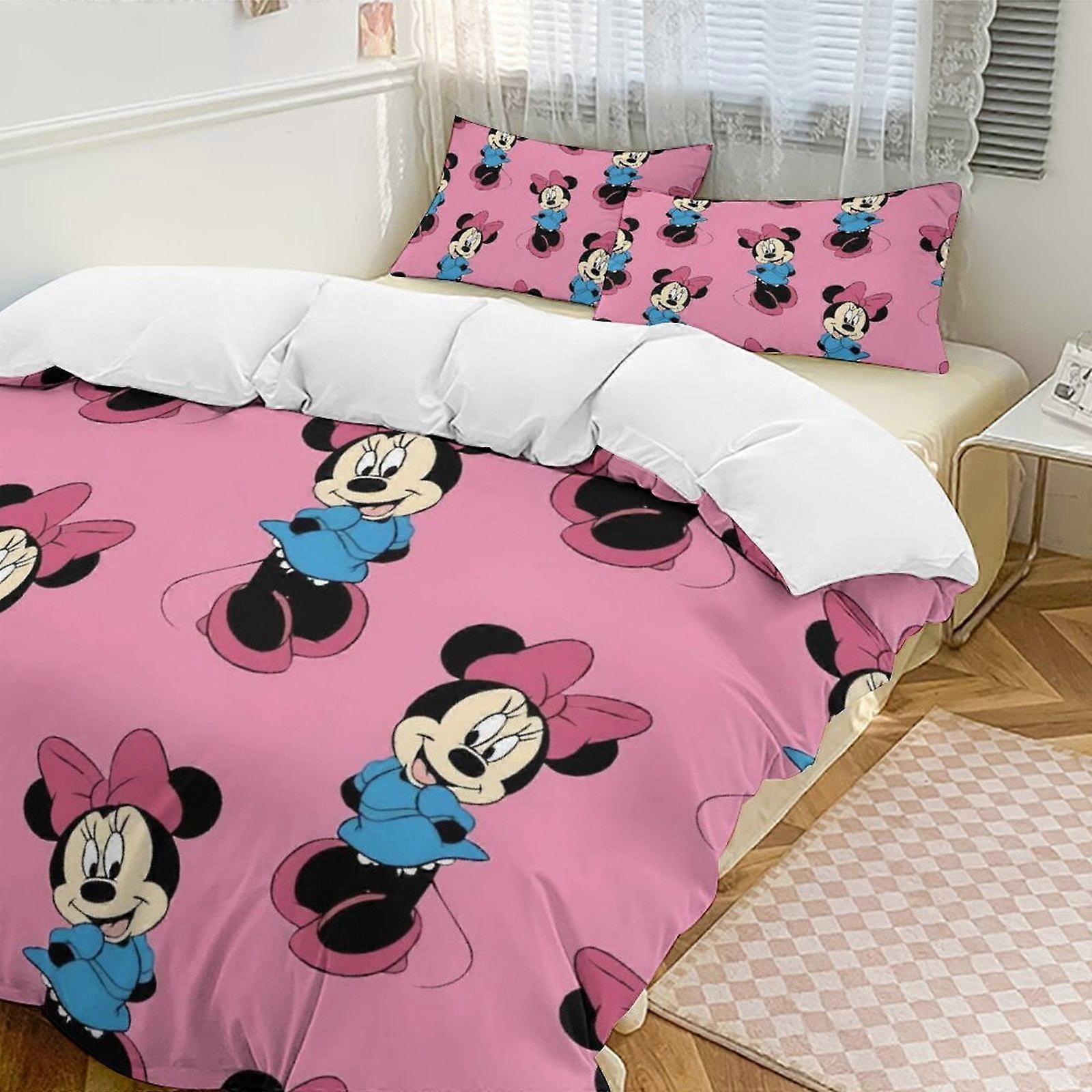 v4166 Bed Sheets Bedding Minnie MouseCartoon Collection 3-Piece Comforter Set, Personalized Bedding Decor for Kids And Teens Bed Sheets yuq4166