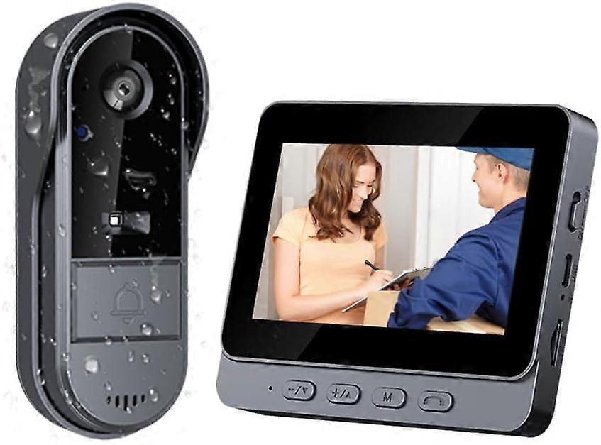 Sonnette sans fil sans fil étanche 1080P extérieure avec caméra avec écran 4.3 IPS Interphone vidéo sans fil IP65 étanche 170 HD Camera Intercom I