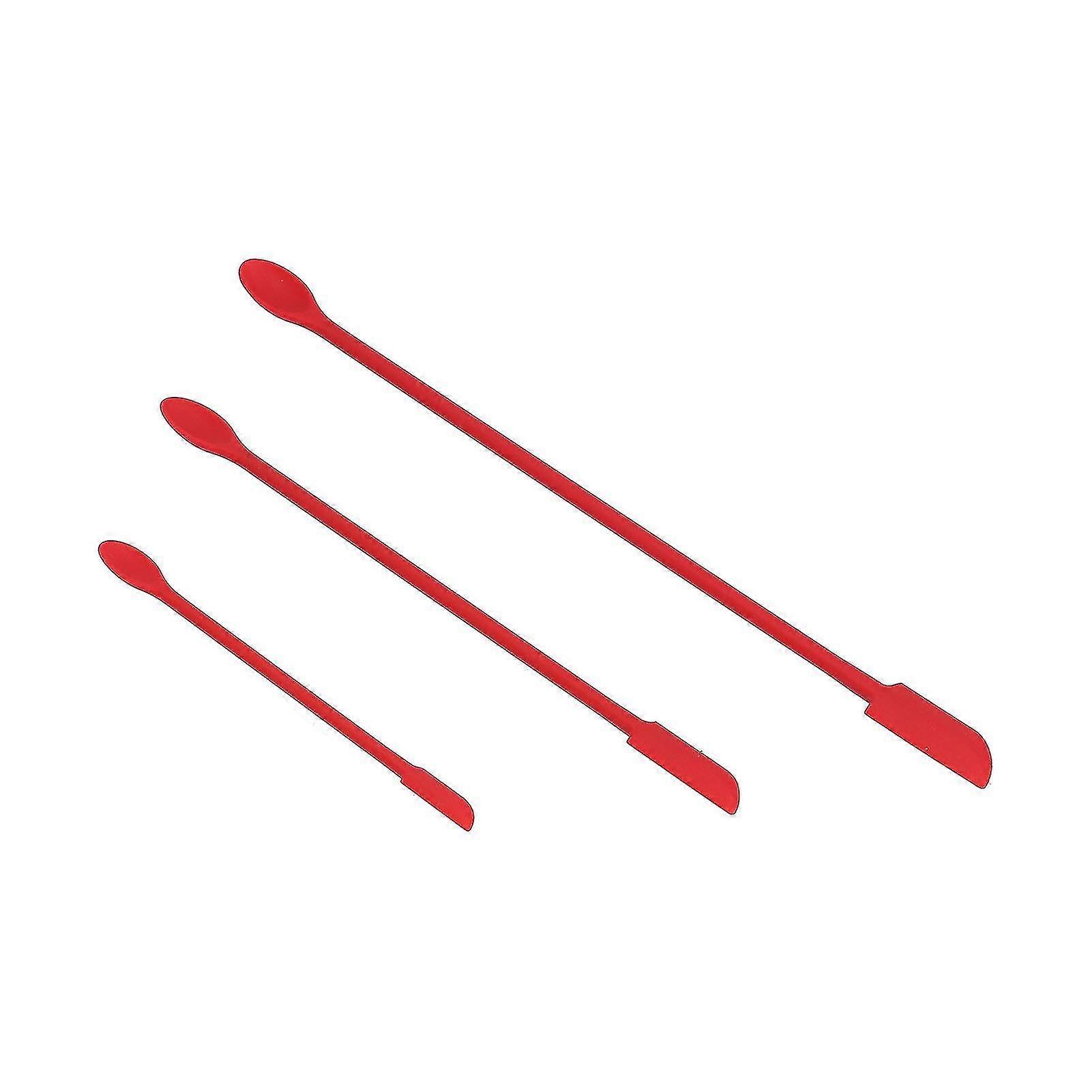 Small Silicone Double Headed Spatula Set for Jam Cake Cream Makeup 3pcs Red