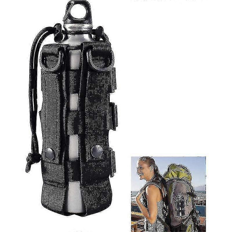 1 Pcs Tactical Water Bottle Pouch Holder Adjustable Webbing Kettle Belt With Drawstring (a-1b)