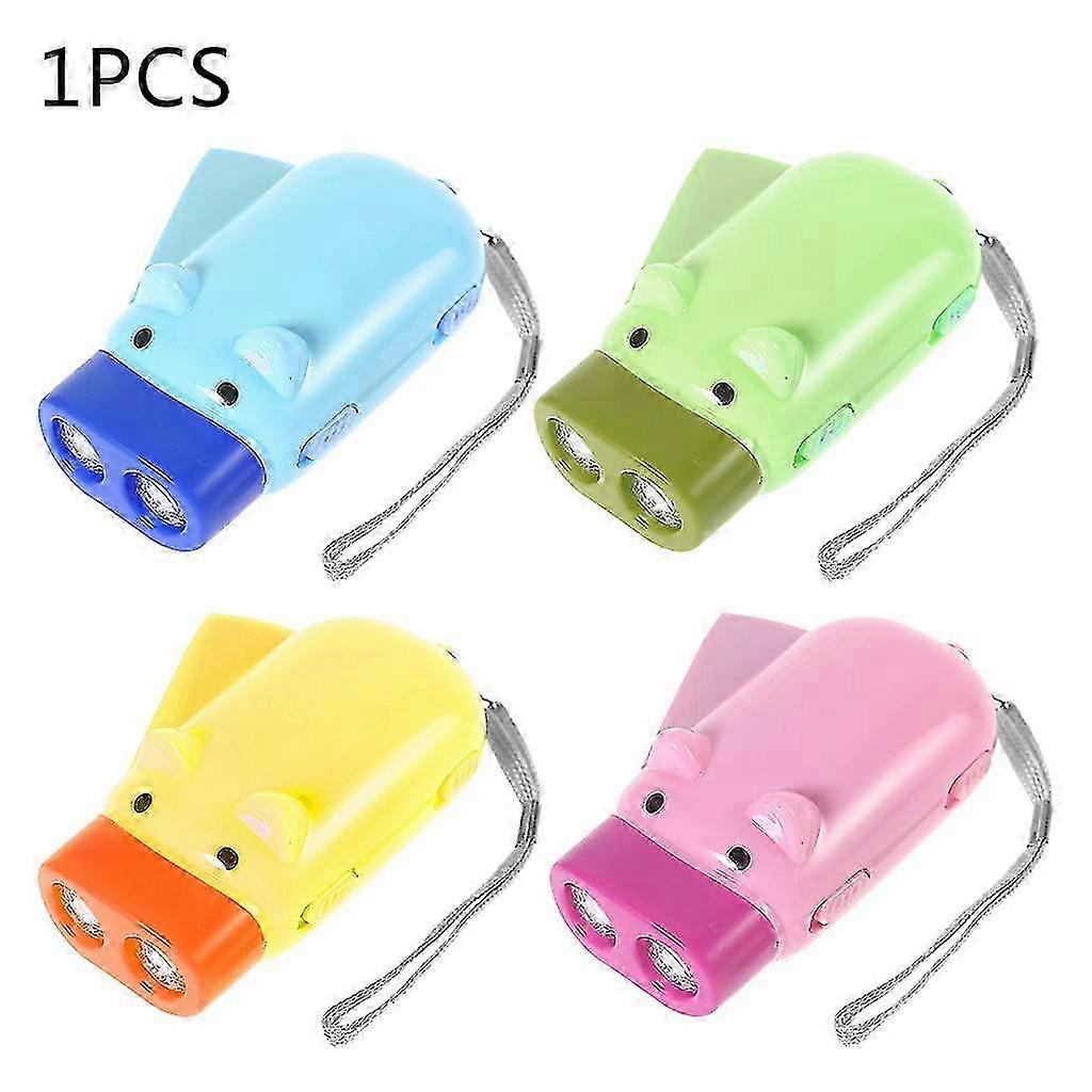 Hand Pressing Power Pig 2 LED Flash Light Flashlight Wind-up Dynamo Torch Lamp