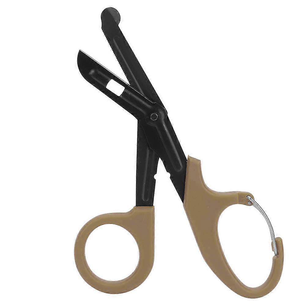 מספריים לחבישה מפלדת אל-חלד עם שיניים עדינות כלי עזרה ראשונה חירום (צבע בוץ)