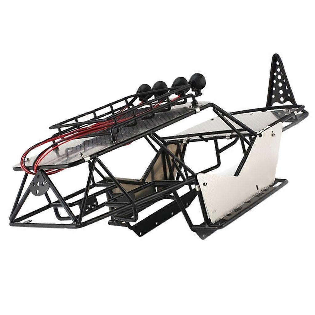 כלוב גליל גוף מסגרת פלדה אקסיאלית 1/10 RC עם מתלה גג ויריעות סגסוגת