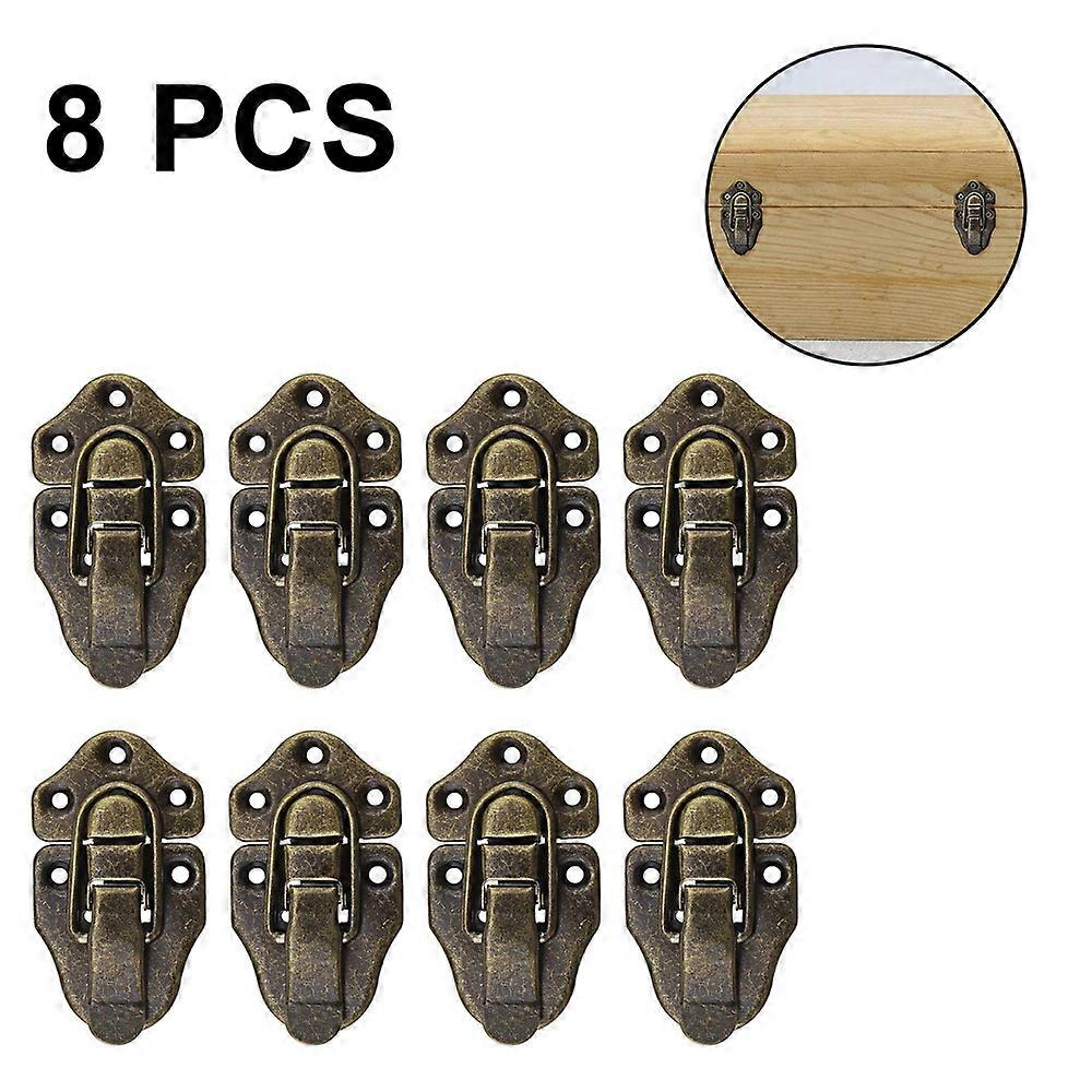 Fong Fong 8-Pack Retro Style Box Toggle Latch Antique Metal Duckbilled Hasp Latch Catch with Padlock Hole for Jewelry Box Cabinet
