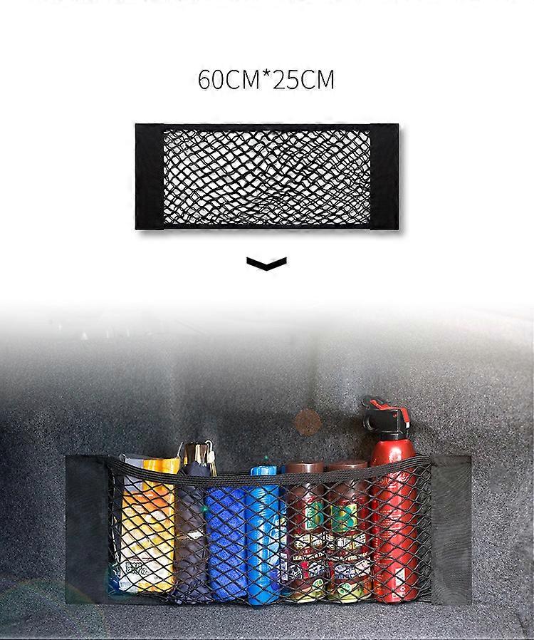 Car Back Rear Mesh Trunk Seat Elastic String Net Magic Sticker Universal Storage Bag Pocket Cage Auto Organizer Seat Back Bag