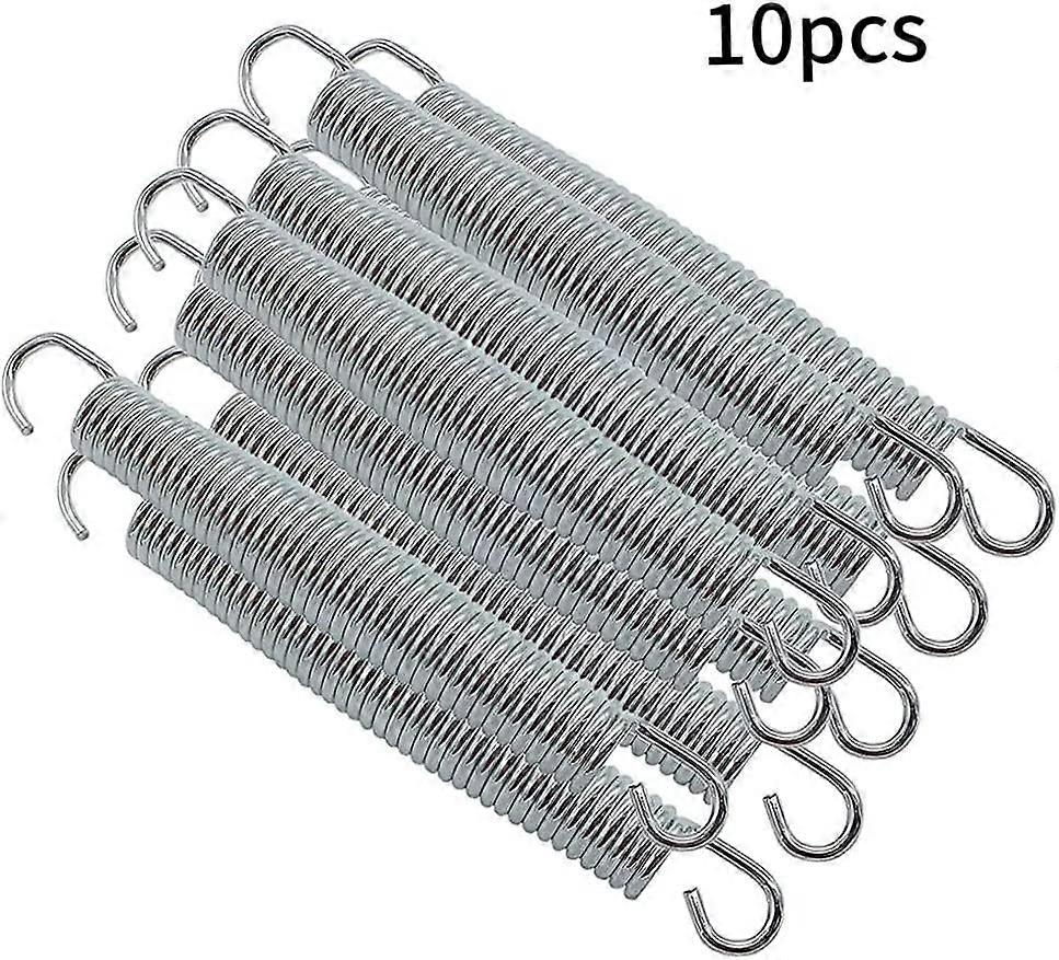 Trampoline spring heavy duty replacement kit with hooks for outdoor easy installation rustproof durable spring trampoline accessories (silver) (10pcs)