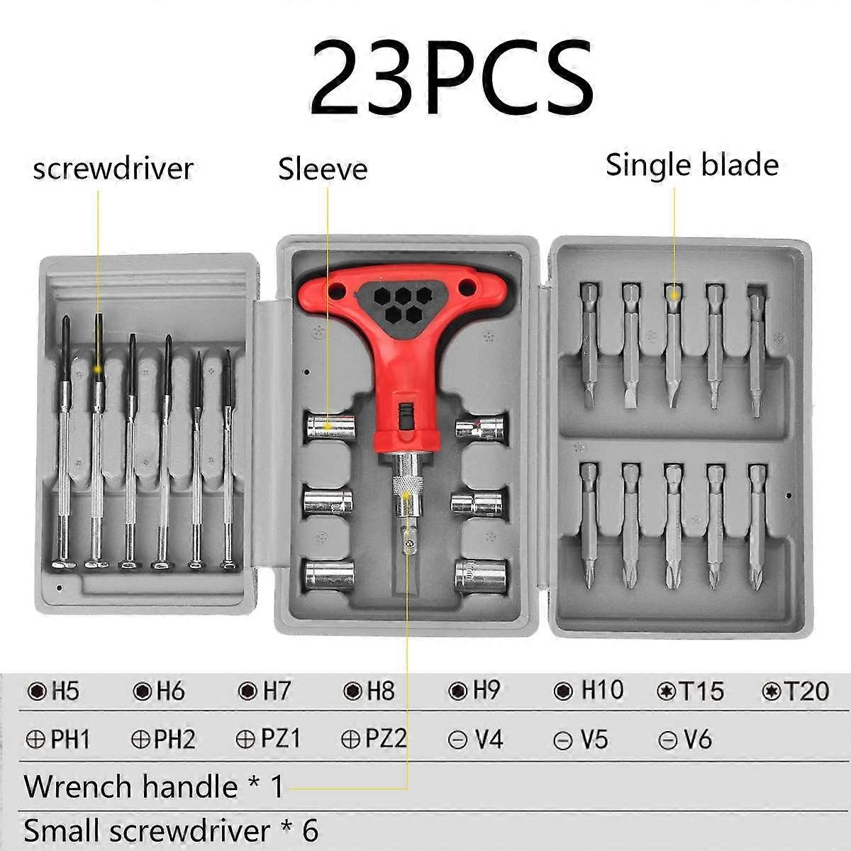 23PCS Screwdriver Set Screwdriver Bit Set Multi-function Precision Mobile Phone Repair Device Hand Tools Torx Hex