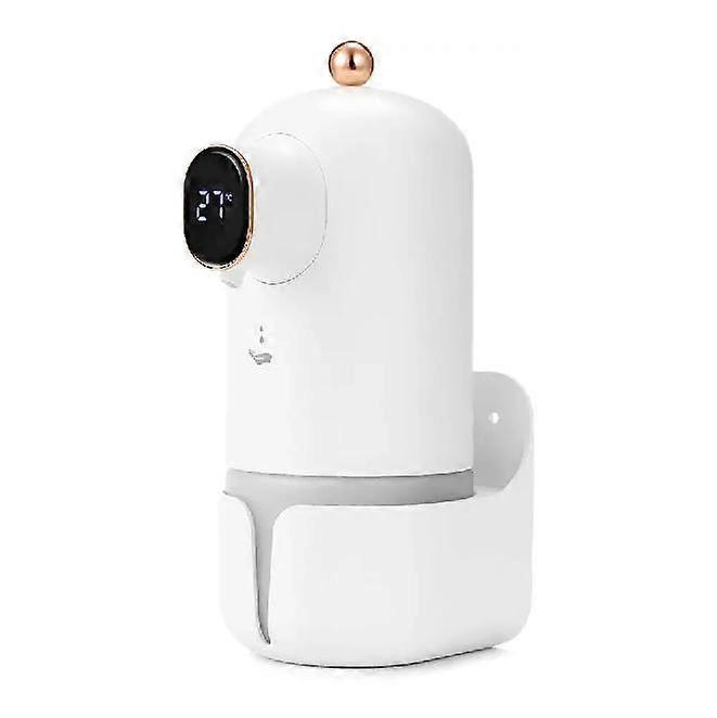 Wall Mounted Automatic Soap Dispenser 300ml, 1800mAh Rechargeable Touchless Foaming Soap Dispenser with Temperature Sensing, Power Display, for Kitche
