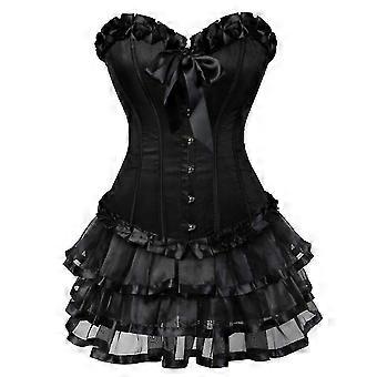Plus Size Burlesque Corsets Dress With Skirt Costumes Vintage Lace Up Corset  Bustier Shaper Corselet For Women Gothic Gowns Black | Fruugo UK