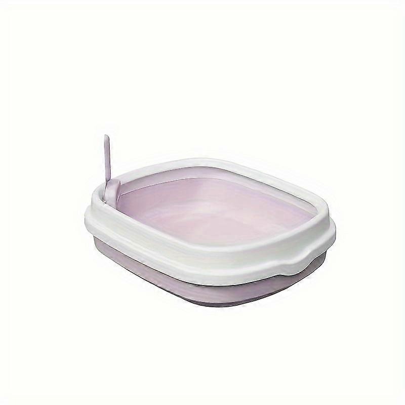 Splash-Proof Semi-Enclosed Cat Litter Box With Shovel - Easy Clean, Durable Pc Material, Ideal For Small Cats