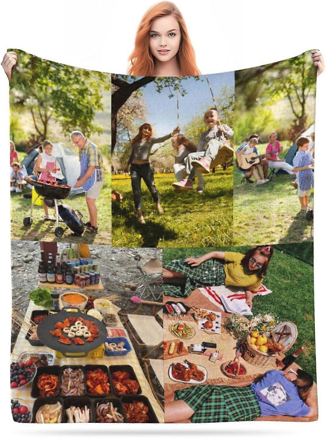 Anpassad filt med foton Text Anpassad filt Personlig flanellfilt för vuxna barnvänner födelsedag jul halloween fäder mal