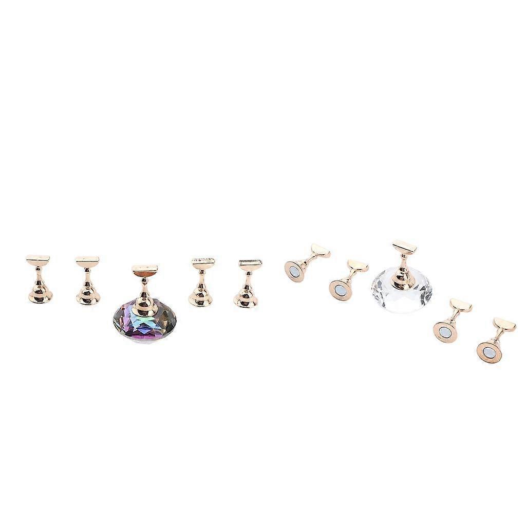 10Pcs Professional 5pcs False Nail Tips Practice Display Stand with Base Holder Manicure Tool