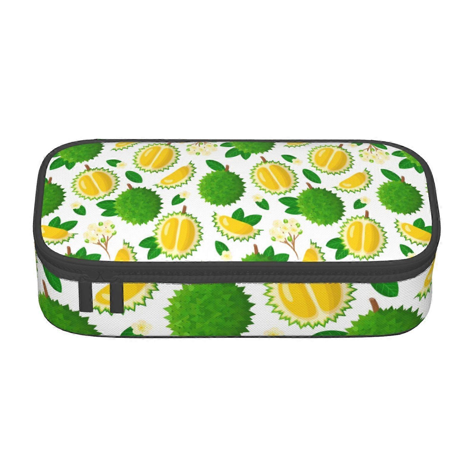 فاكهة دوريان وأوراق نمط مقلمة الحقيبة ذات السعة الكبيرة حقيبة مكياج اللوازم المكتبية القرطاسية صندوق قلم رصاص مع سحاب