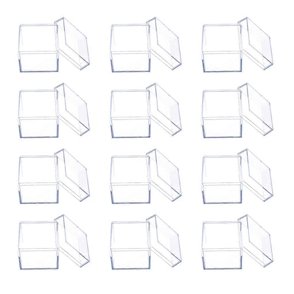 12pcs Clear Acrylic Square Cube Candy Box Treat Gift Boxes Container for Wedding