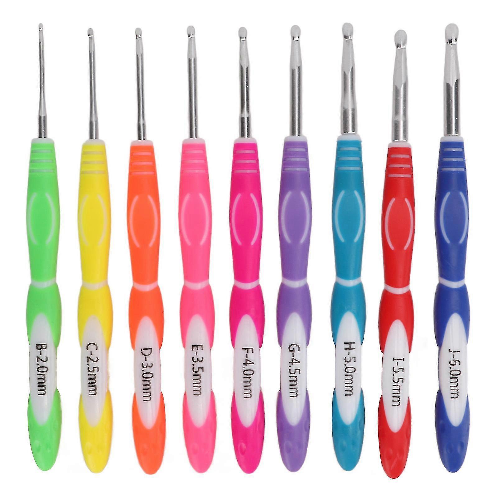 9-Piece Set of Premium Lightweight Aluminum Crochet Hooks with Ergonomic Design and Multiple Sizes