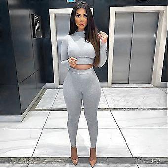 Winter Women Sport Fitness Two Piece Set Outfits Long Sleeve