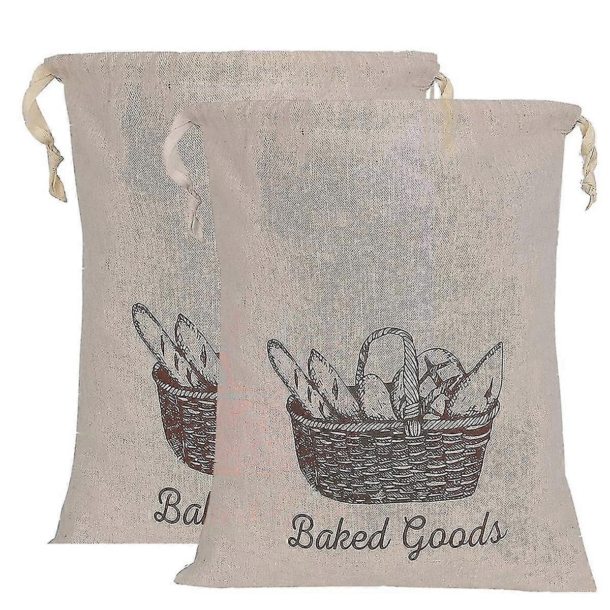 Brotbeutel für hausgemachtes Brot 2er-Pack-Leinen-Brotbeutel wiederverwendbar natürlich, Brotlaibbeutel, wiederverwendbar Pr