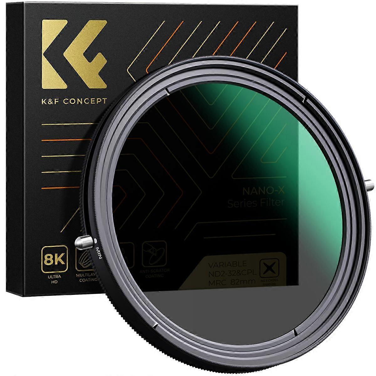 K&F Concept Variable ND2-ND32 (1-5 Stops) & Circular Polarizer Filter Function 2-in-1 with 28 Multi-Layer Coatings No X Spot
