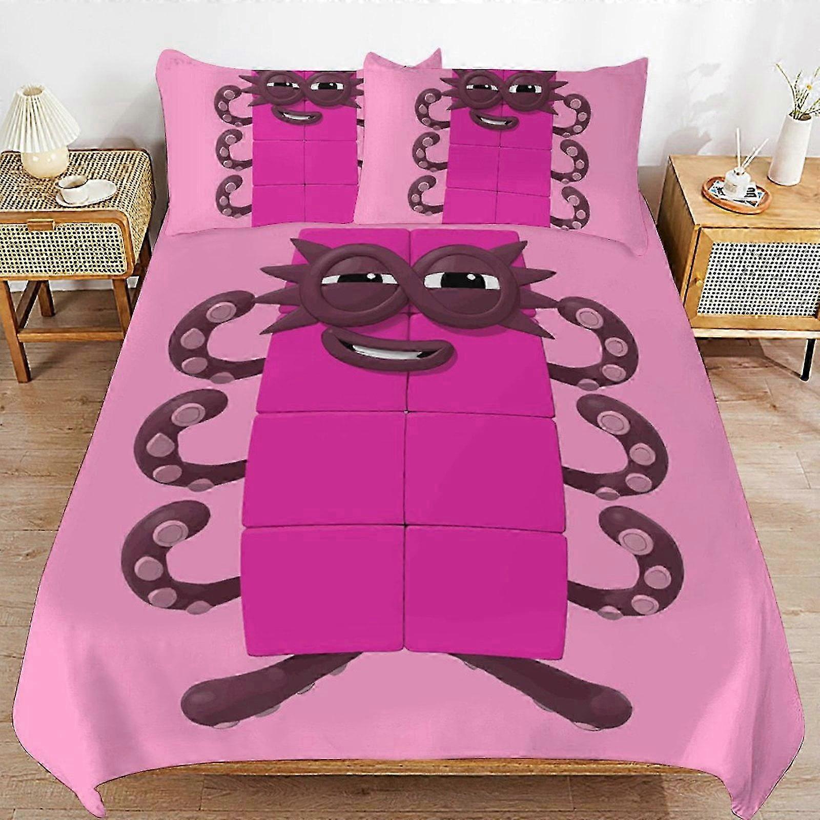 n1476 Lençóis Numberblocks Capa de Edredom de Cama Microfibra Roupa de Cama Se3D Impresso Leve3 Peças Edredom Se, (1 Capa de Edredom e 2 Fronhas) Cama S