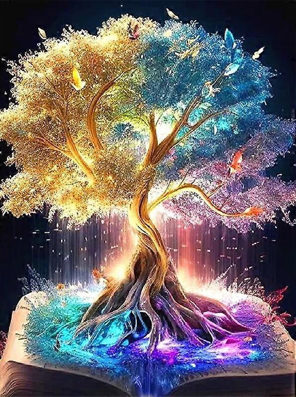 DWW-30 x 40 cm, Tree of Life Diamond Painting Diamond Embroidery Painting5D Canvas Painting for Children and Adults, Rhinestone Puzzle Set, Drawing Wa