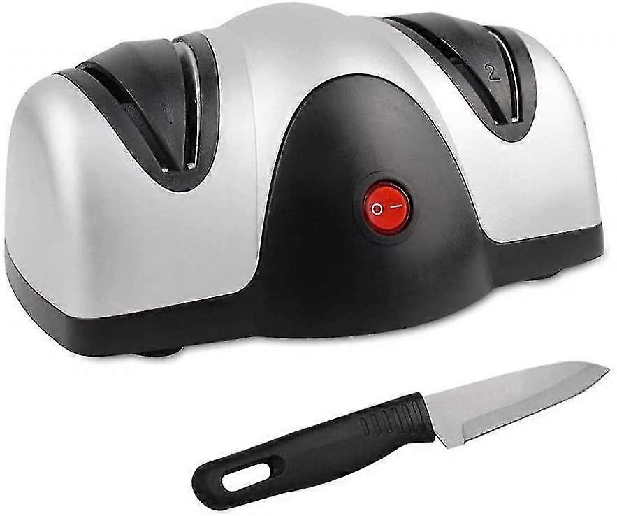 Electric Knife Sharpener, Two Level Sharpener, Black/silver, Material: Abs Plastic