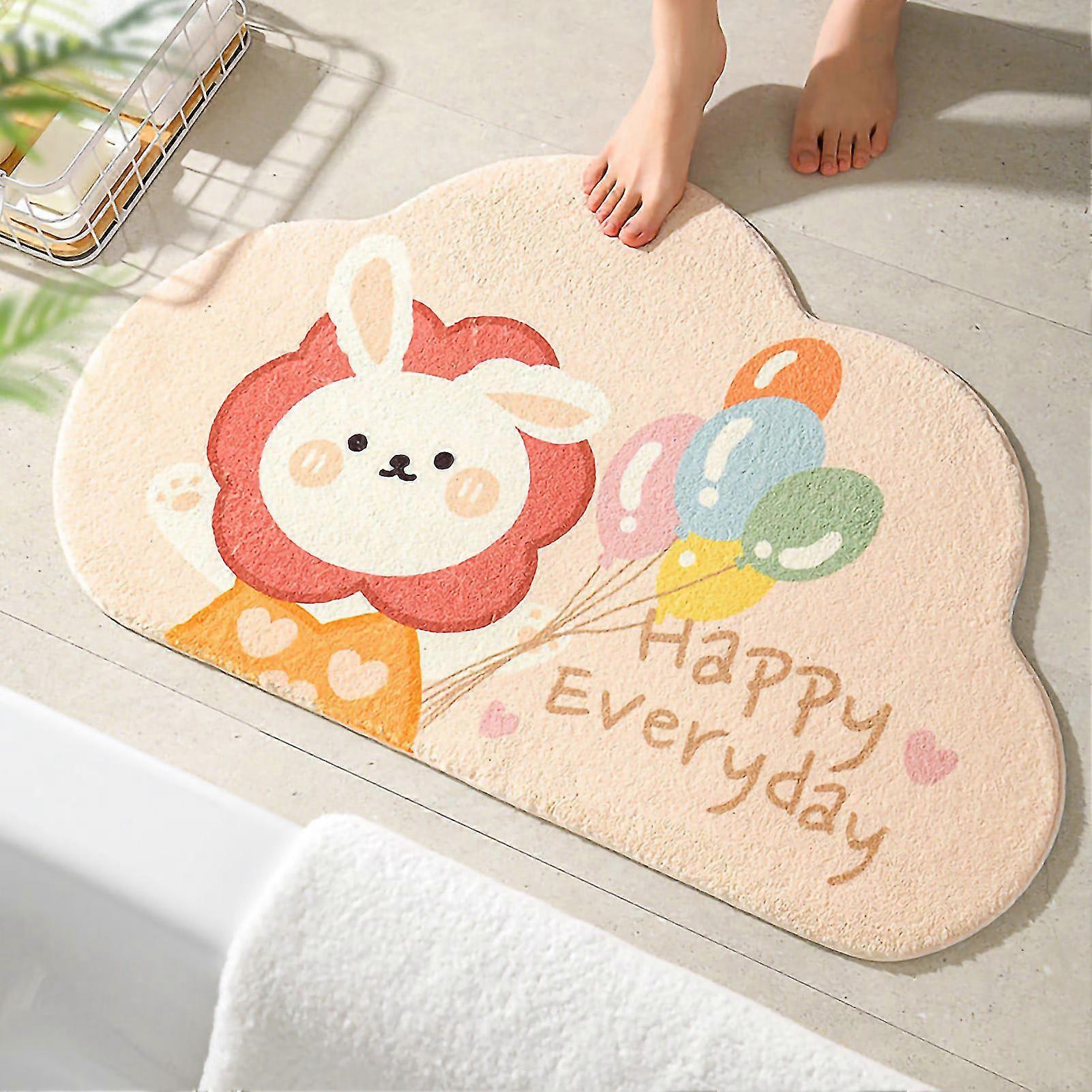 Rabbit Balloon Bathroom Mat - Cute Skid Resistant 50X80cm - Quick Dry and Minimalist Water Absorption