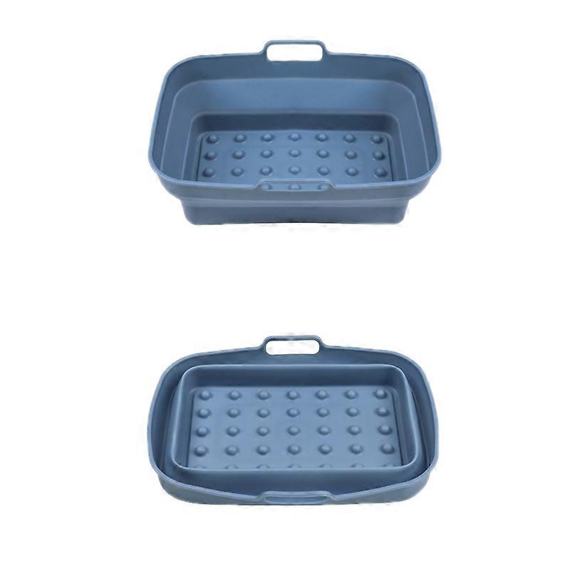 2pcs Air Fryer Mat Baking Tray, Specification: Rectangular Dot Dark Blue