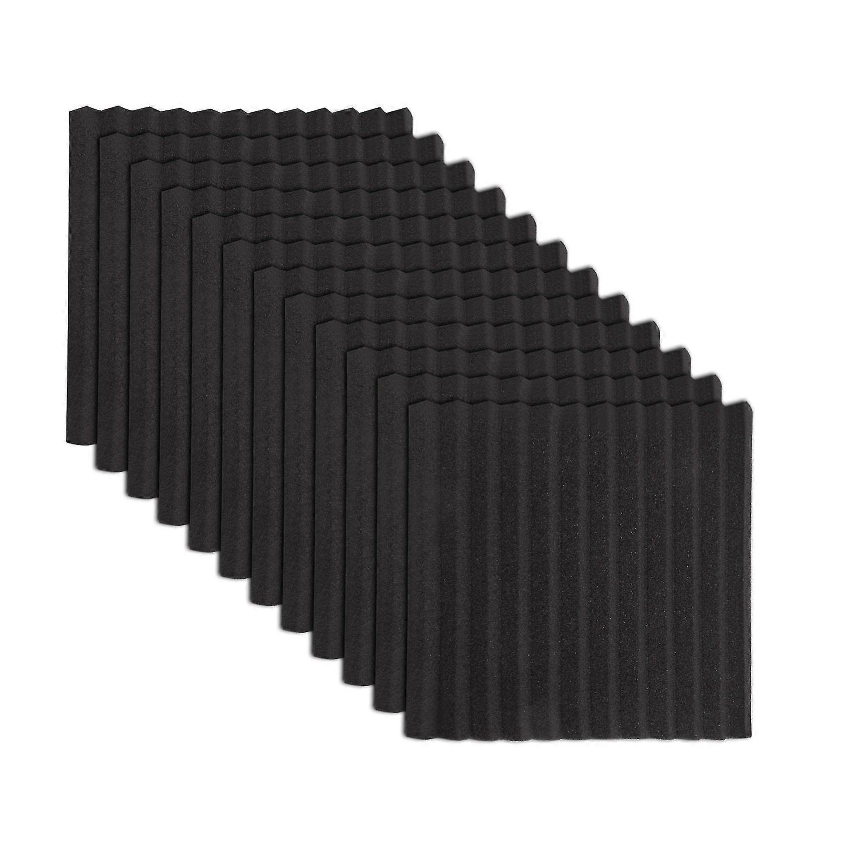 12 stk Sort Akustikpaneler Lydisolerende Skum Akustiske Fliser Studio Skumlyd 2,5 x 30 x 30cm