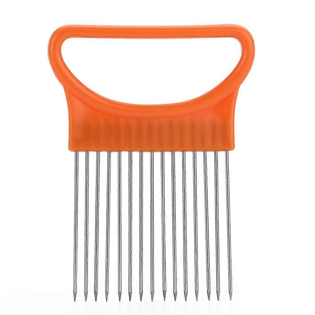 12-Prong Onion Holder Cutter Slicer with Plastic Handle for Tomato Vegetable Lemon Potato(Orange)