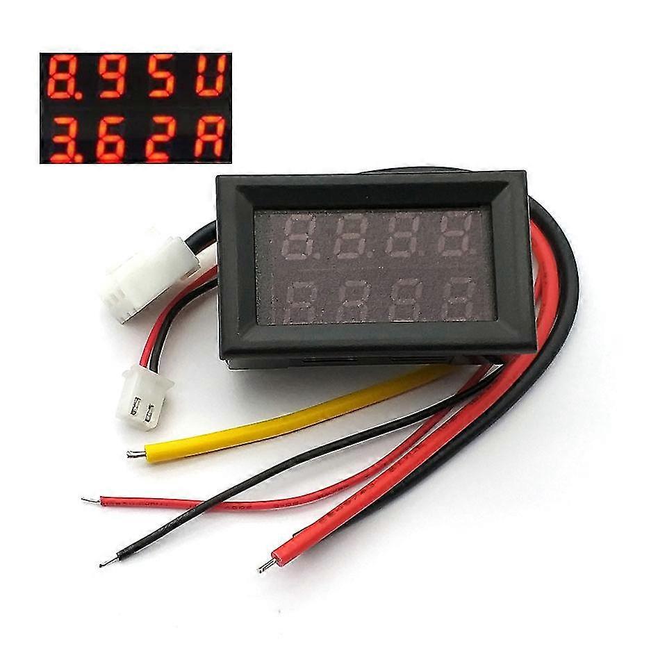 Dc 100v 10a 0.28" Mini Digital Voltmeter Ammeter 4 Bit 5 Wires Voltage Current Meter Tester Blue Red Dual Led Display