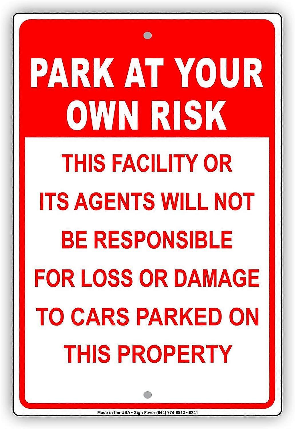 amage to Cars Parked On This Property Alert Warning Notice Aluminum Metal Tin 8″