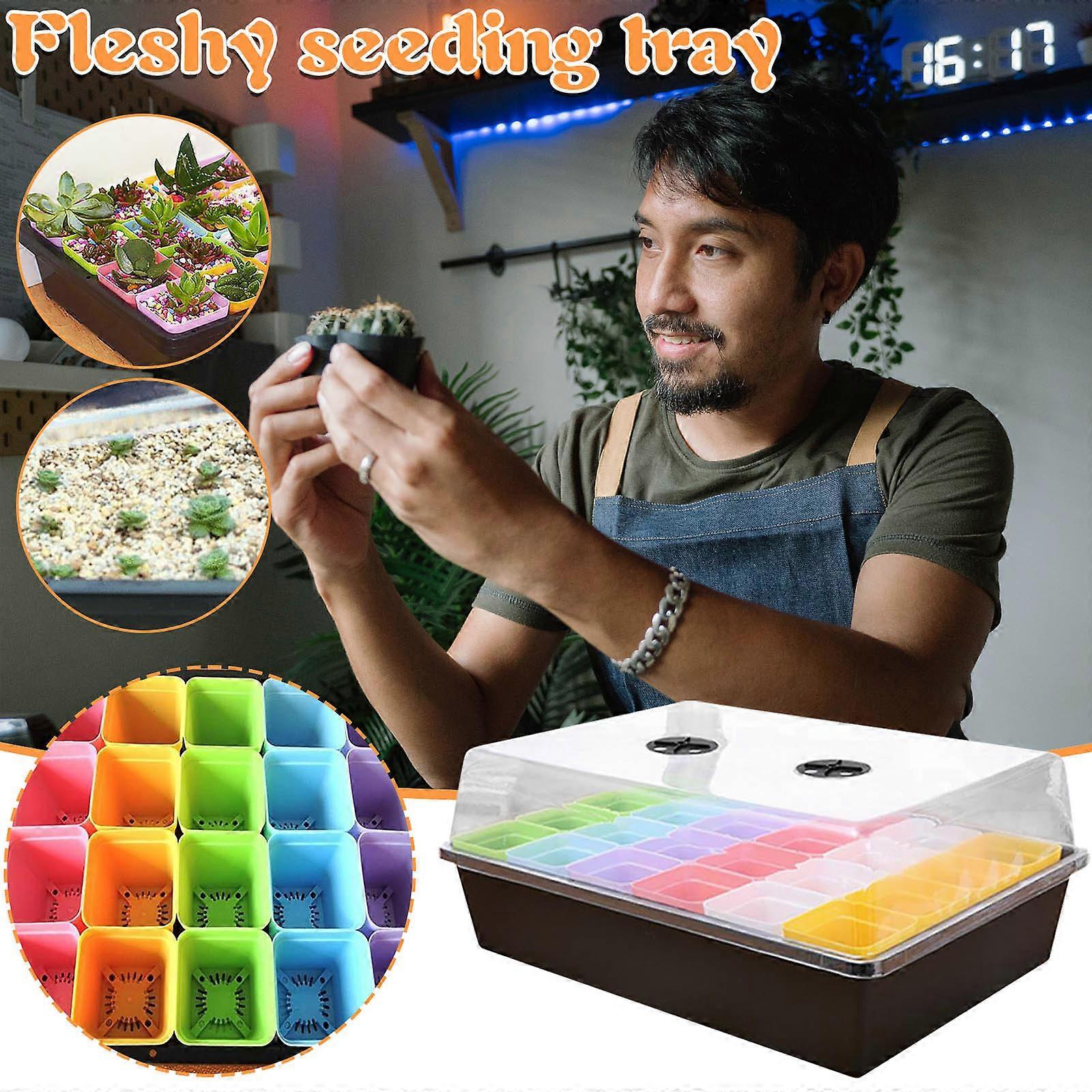 20 Cells Gardening Mini Breathable Lids Plastic Germination Box Nursery Pots