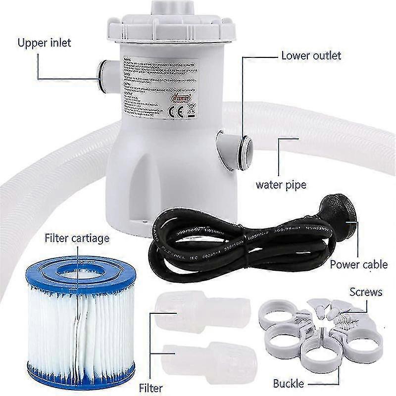 Clear Cartridge Filter Pump For Above Ground Pools 300 Gallons Backyard Pools Filter Pump Swimming Pool Filter(eu Plug Christmas