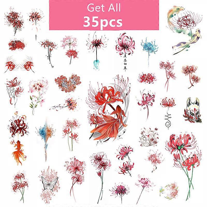 JUNGE* 35 stk Fantastisk Blomst Tatovering Midlertidig Tatovering - Perfekt for Mote og Falske Tatoveringer