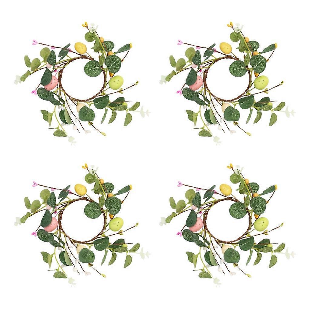  4Pcs Home Easter Decorative Garland Flower Leaves Easter Egg Patchwork Wreath